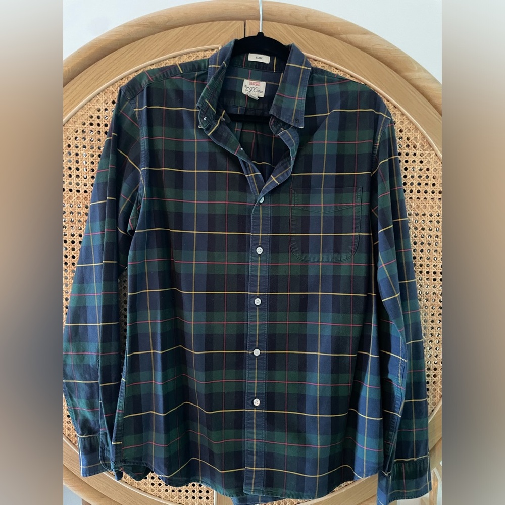 J. Crew plaid tartan oxford shirt M